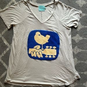 Judith March bird and guitar boho shirt size M